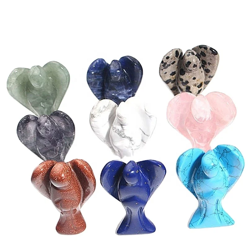 1.5inch angel jade crystal carving ornaments amethyst semi-precious stone carving crystal crafts jewelry home office ornaments
