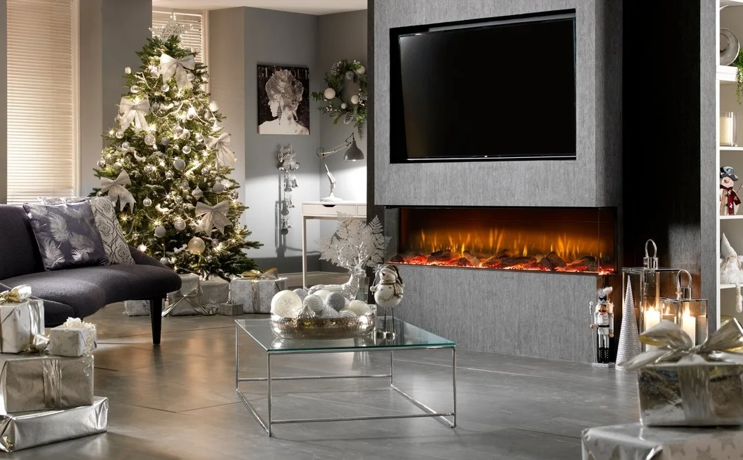 Living Room Wall Mounted 3D Electric Fireplace Interior Decorative Water Steam Fireplace Embedded Cabinet