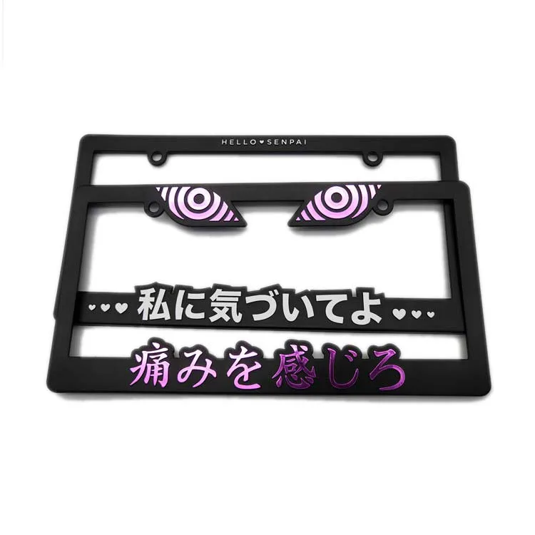 Custom 3D logo silver or golden plated hot stamp license plate frame