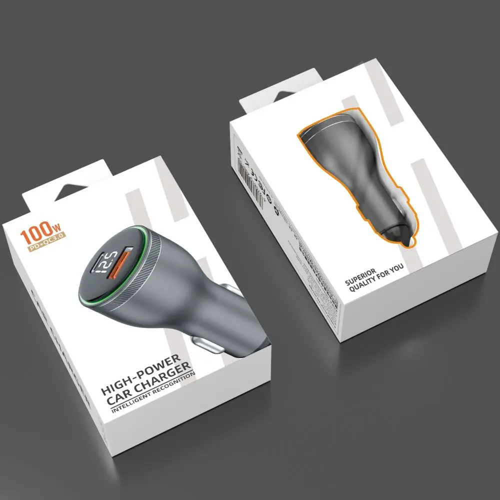 2022 high power Cigarette Lighter Adapter 100W QC3.0 PPS PD3.0 laptop phone USB car charger with led voltage display