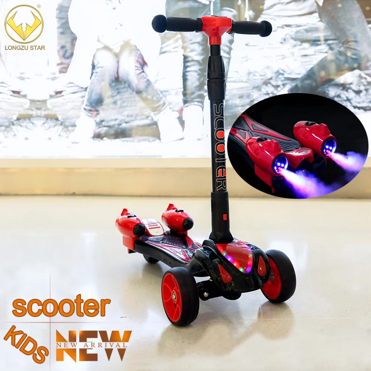 2023 New toy spray folding PU light kids scooter 3 wheel children scooter for kids children kick scooters for christmas gift
