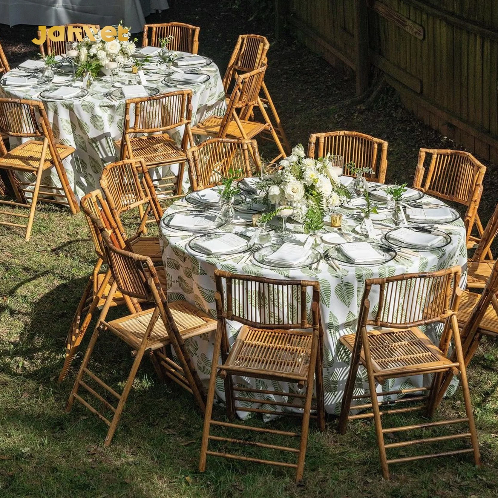 Wholesale Rustic Event Dining Rental Natural Bamboo Folding Chair Wedding