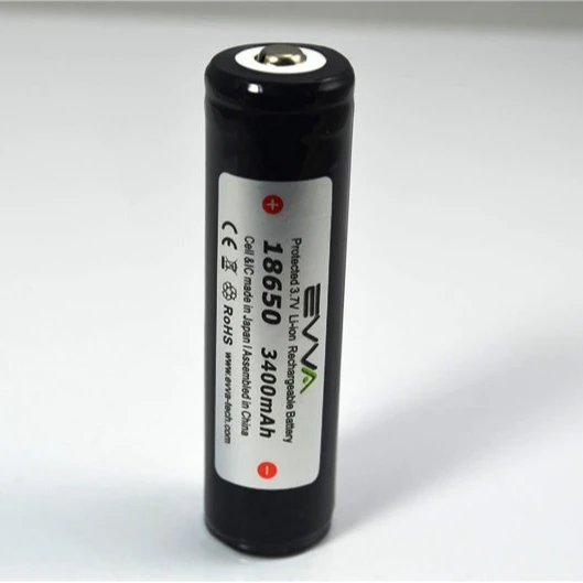EVVA 18650 3.7V 3400mAh Rechargeable Li-ion High Drain Battery Protected with Three Mosfets