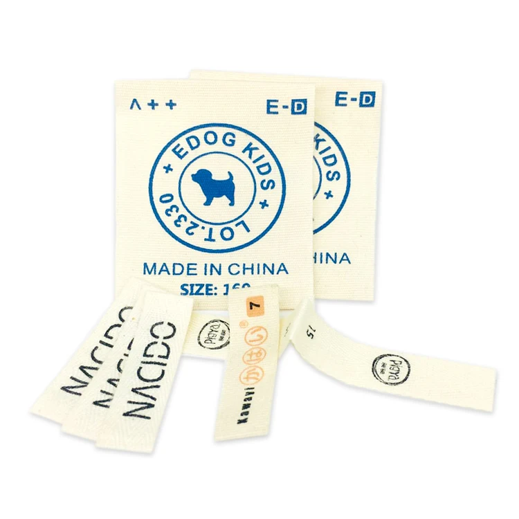 Garment Sew On Tag Custom Silk Screen Printed Clothing Brand Name Logo Organic Clothes Fabric Canvas Cotton Labels