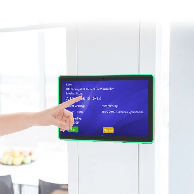 Wall Mount Poe Power Meeting Room Hotel Scheduler 10.1 13.3 15.6 21.5 Inch Android Tablet Pc digital signage With Led Light