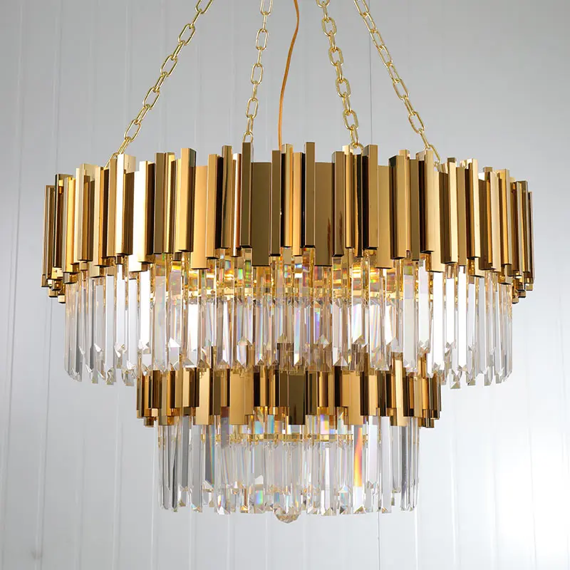 Modern Living Room light hotel villa led lamp large round ceiling mounted lighting k9 pendant lights crystal chandelier