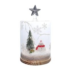 Five-pointed star candlestick Christmas snow light Glass candle holder carved glass candle jar