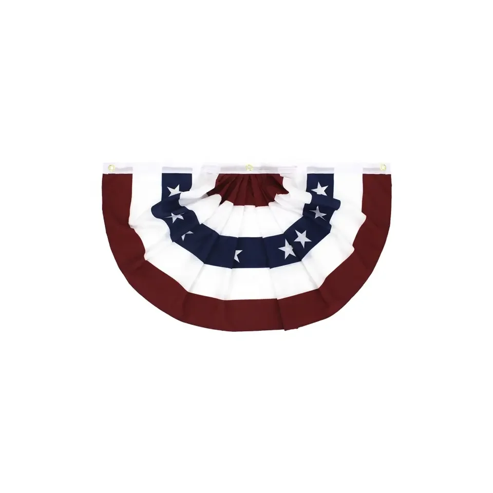 Wholesale 1.5x3ft Stock 45x90cm American Bunting USA 100D Pleated Fan Flag