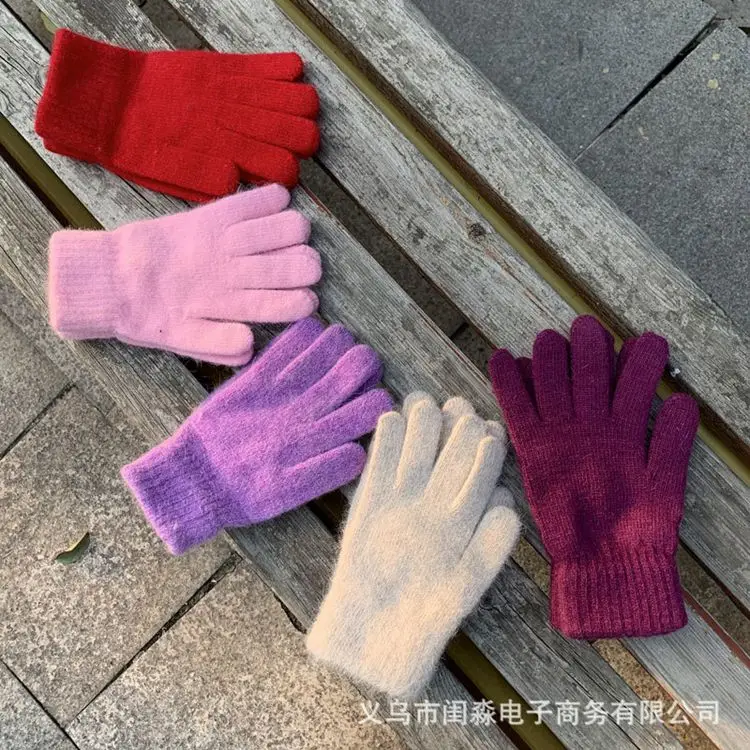 Модные женские и мужские вязаные теплые перчатки с закрытыми пальцами зимние эластичные плотные для вождения активного отдыха