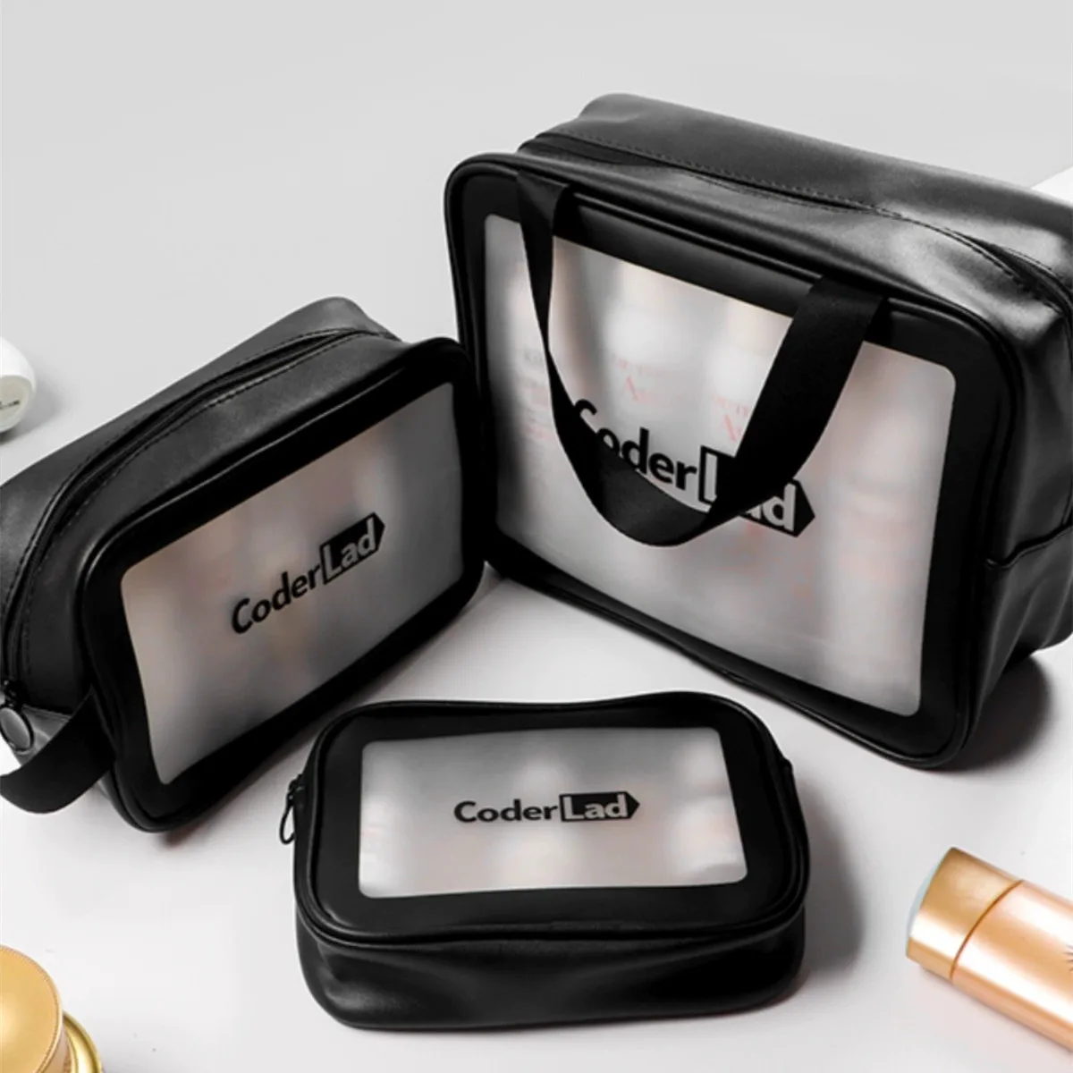 Low Moq wholesale Pu waterproof Cosmetic Pouch bag Large Capacity toiletry bag Clear PVC Bath makeup organizer Bag