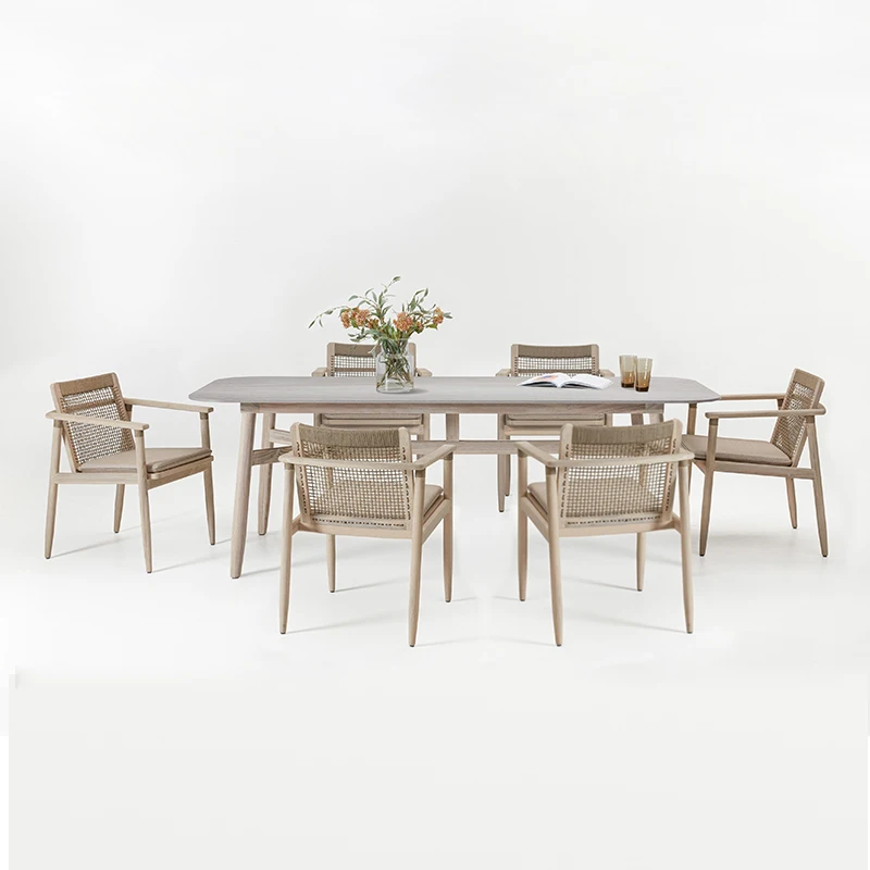 Commercial Standard Patio Teak Wood Garden Table Outdoor Furniture Dining Table and Chair Set