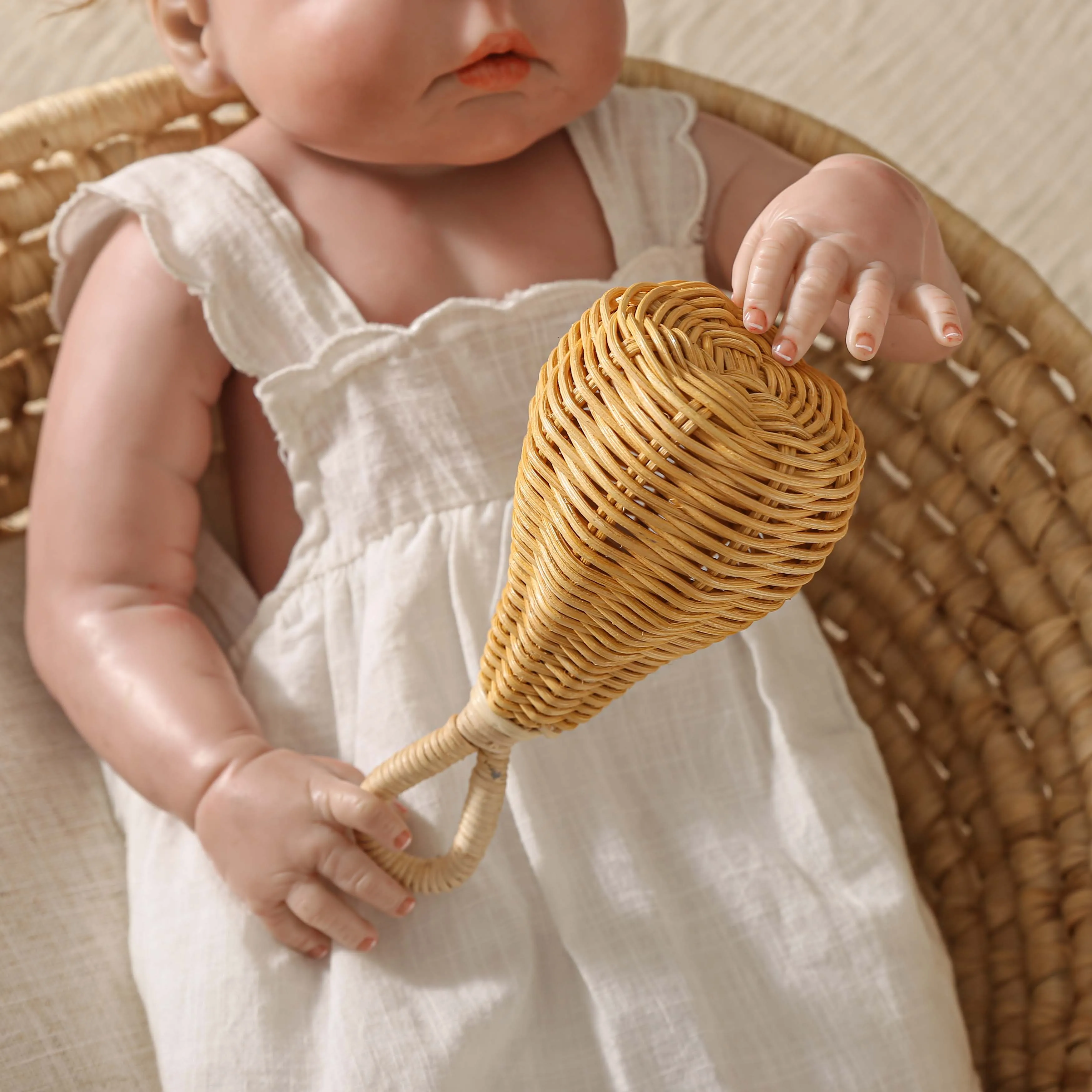 Music Hand Bell Rattan Weaving Hand Bell Education Infant Attention Training Toy