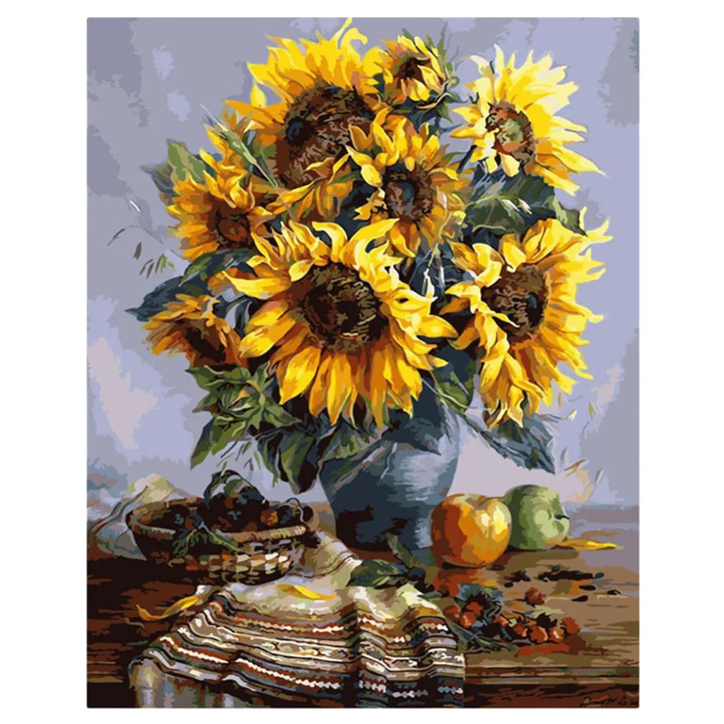 2022 Оптовая продажа цифровой заказ diy настенная живопись маслом по номеру Подсолнух краска по номеру для домашнего декора