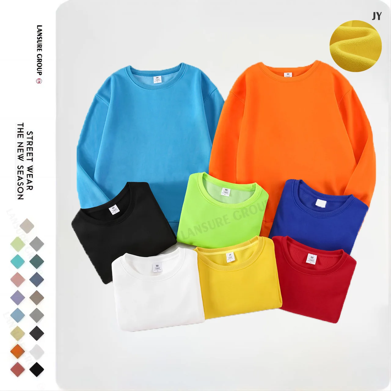 LS heavy weight 500GSM Composite cotton polar fleece sweater round neck pullover hoodies custom design Sweater jogging hoodie