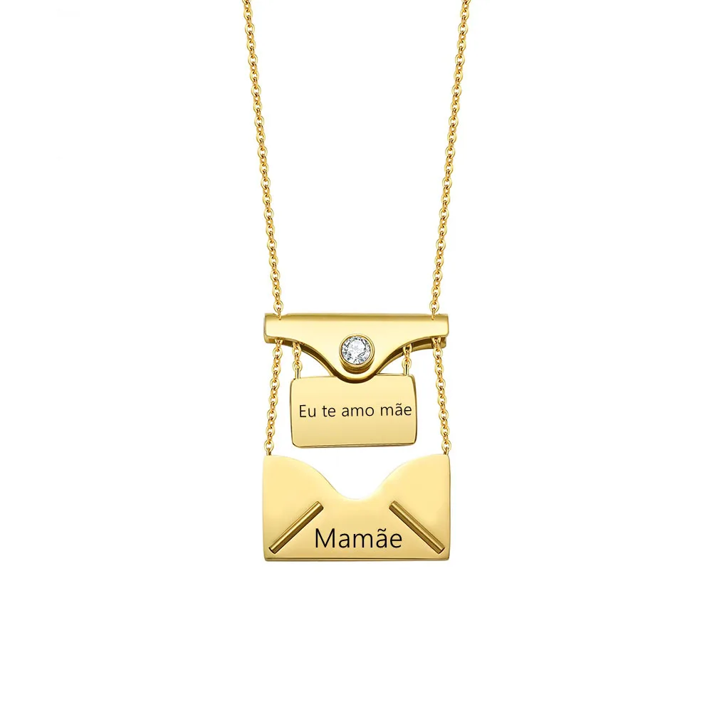 Custom Stainless Steel Blank Mini Envelope Pendant Love Letter Necklace Personalized Engraved Jewelry With Secret Message Locket