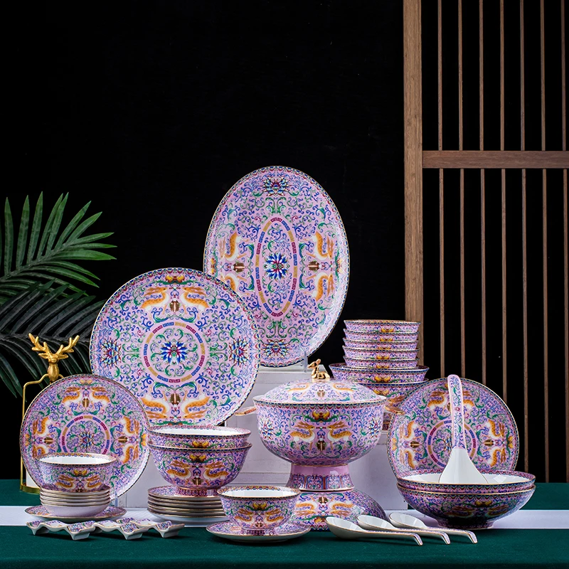Jingdezhen Yao Shuai высококачественный большой набор богатый олень Серия 80 комплектов с высококачественной цветной коробкой эмалированный цвет сырье