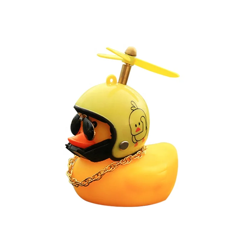 Велосипед мотоцикл автомобиль декоративные аксессуары желтая утка с веером мини черная утка мигающий свет игрушка утка со шлемом