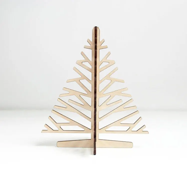 customized plywood laser cut wooden craft in small christmas tree shape