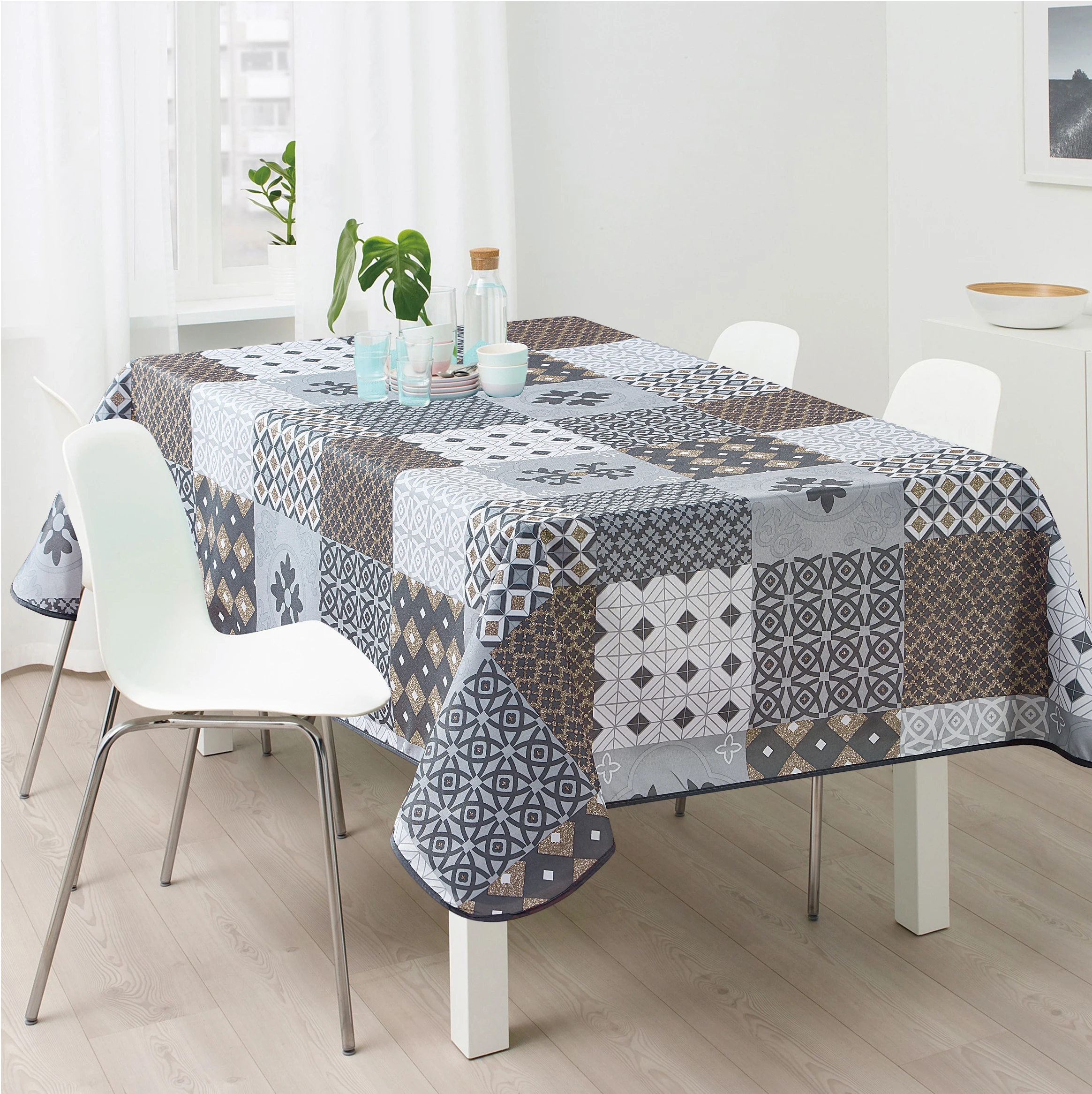 Японский традиционный узор Коллекция цветочный геометрический дизайн водонепроницаемый полиэстер печатная скатерть