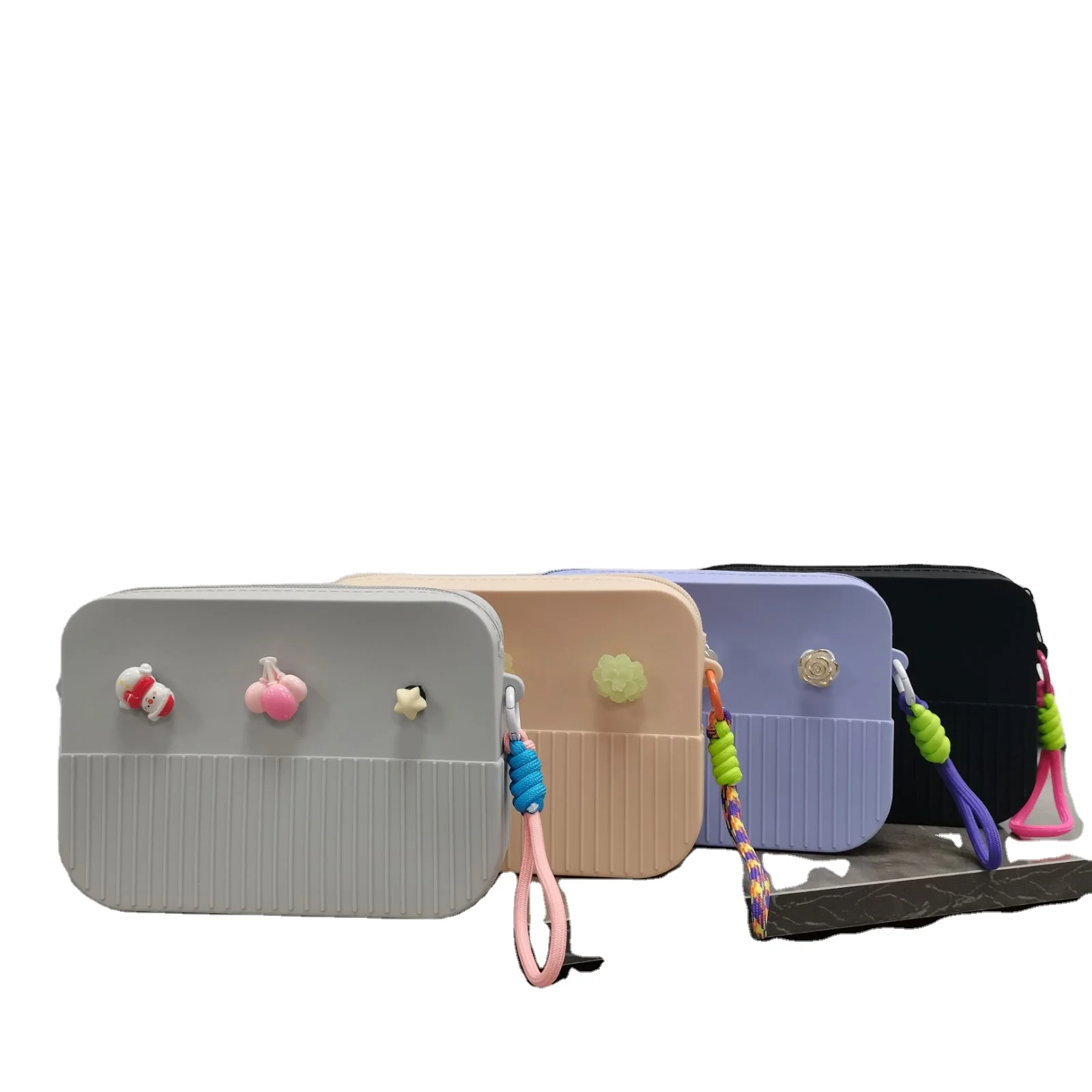 New Style Fashion Girl Purses Square Bags Vintage Pleated silicone Women Small Handbags Solid Color Crossbody zipper Bag