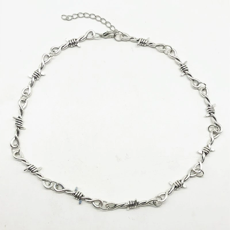 Gothic Thorn Brambles Punk Style Unisex Mens Fashion Hip Hop Barbed Wire Necklace