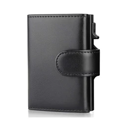 2022 Fashion Aluminum Credit Card Wallet RFID Blocking Trifold Smart Men Wallets Leather Slim with Coin Pocket
