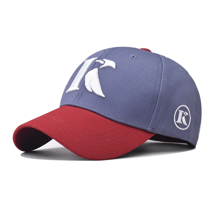 New Four Seasons two-tone  Cotton Baseball Hat for Men and Women Cotton K Letter Embroidered sport sun visor hats