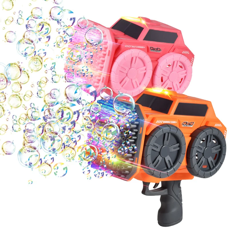 139 Holes Bubble Gun Car Design Bubble Machine Shooter Blower Pop Handheld Bubble Guns Toy with LED Lights