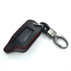 A91LCD Remote Controller Keychain Leather Cover For Two Way Car Alarm StarLine A61 A91 B6 B9 Car Key Case Holder hand-made style