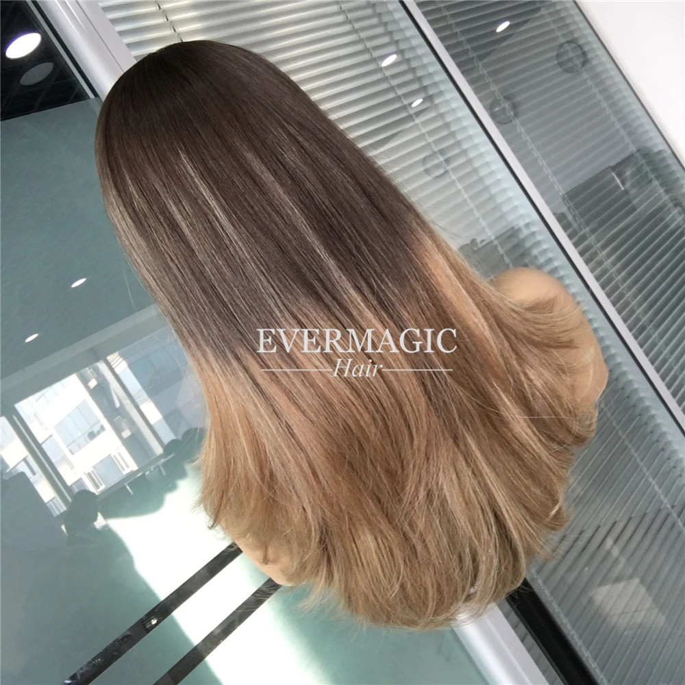 Balayege Color Half Ahandtied Luxury Kosher Wigs Top-notch Quality Royal Eurasian 100% Natural Virgin Remy Jewish Wigs