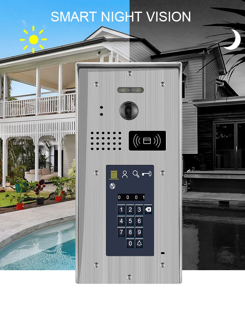 2 wire multi apartments intercom system doorbell 10 inch color video door phone for 7 family