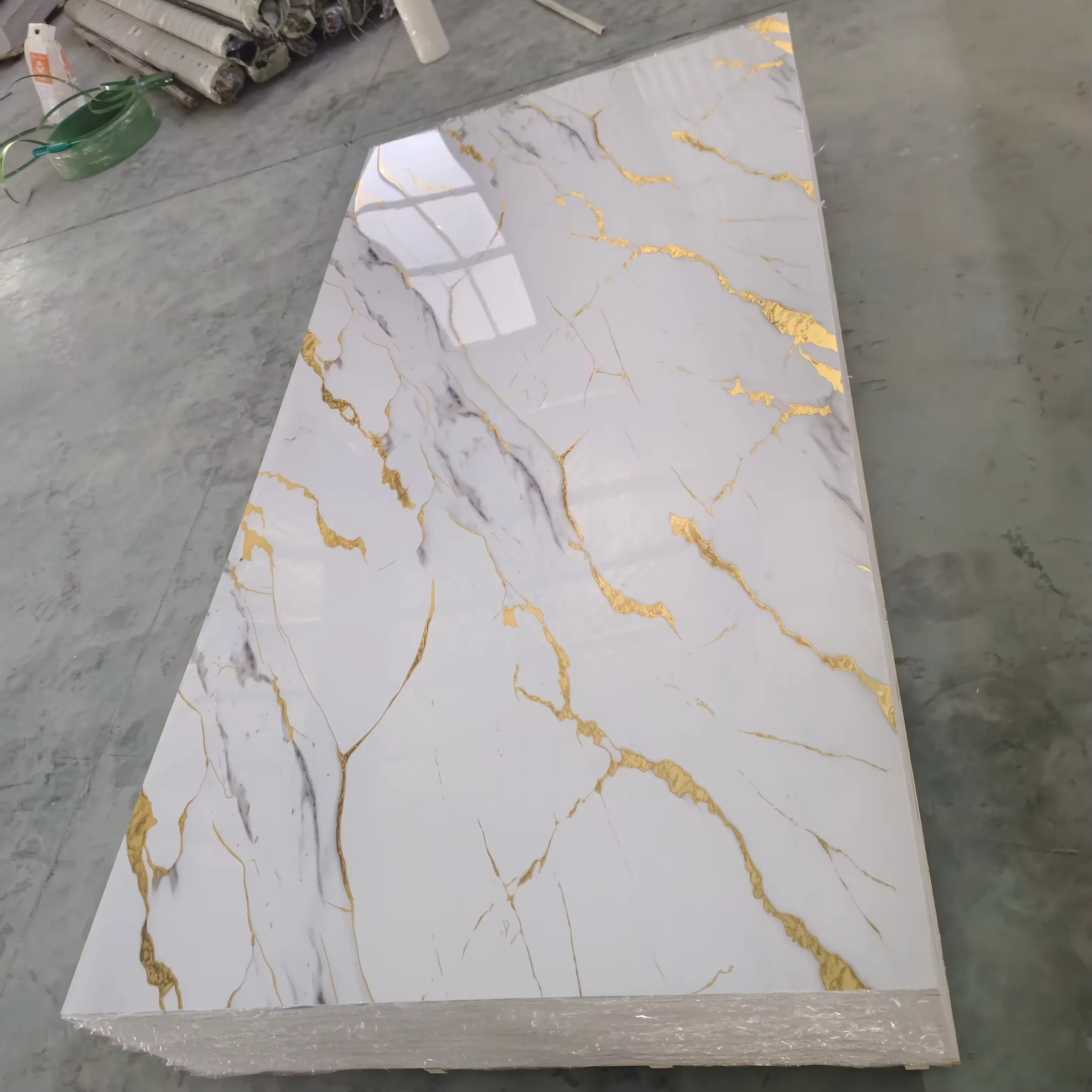 China factory 1220x2440mm size of uv printing pvc free foaming marble boards uv marble sheet