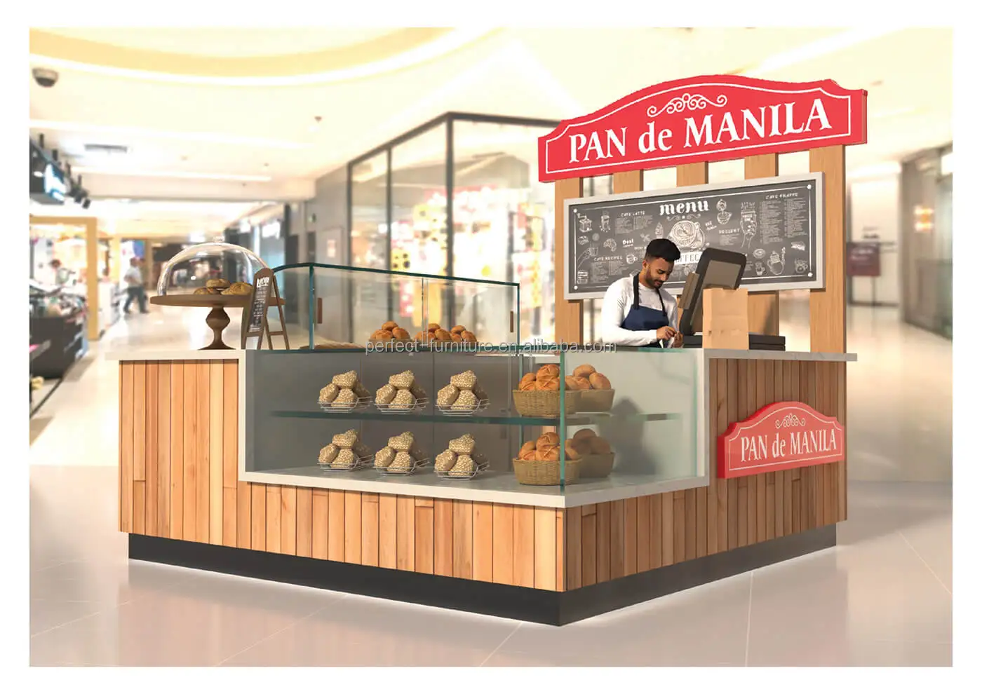 High-end Coffee Bar Kiosk Mall Cafe Display Counter With Factory Price