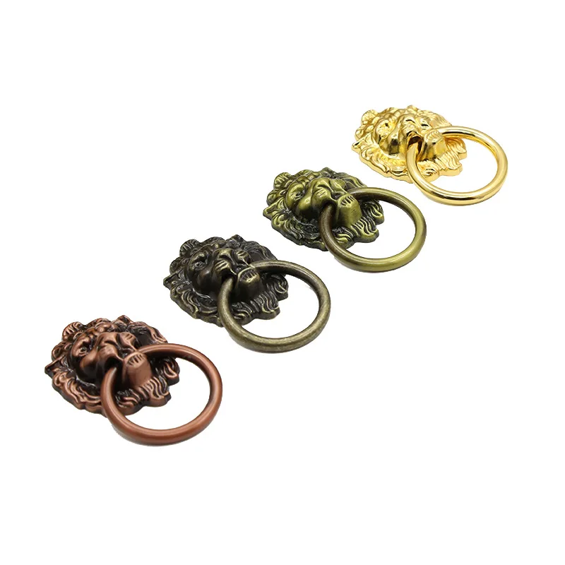Classical Furniture Handles Zinc Alloy Furniture Pulls Lion Head Ring Cabinet Door Pulls Retro Handle Hardware