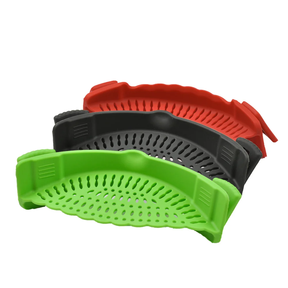 Draining Pot Foldable Clip-on silicone Hands-free Colander Pot  Kitchen Lfgb Food Strainer