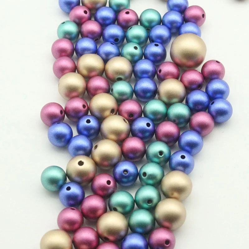 500g/bag Matte colorful Chunky Gumball Beads for jewelry making round loose beads in bulk ABS pearl beads wholesale