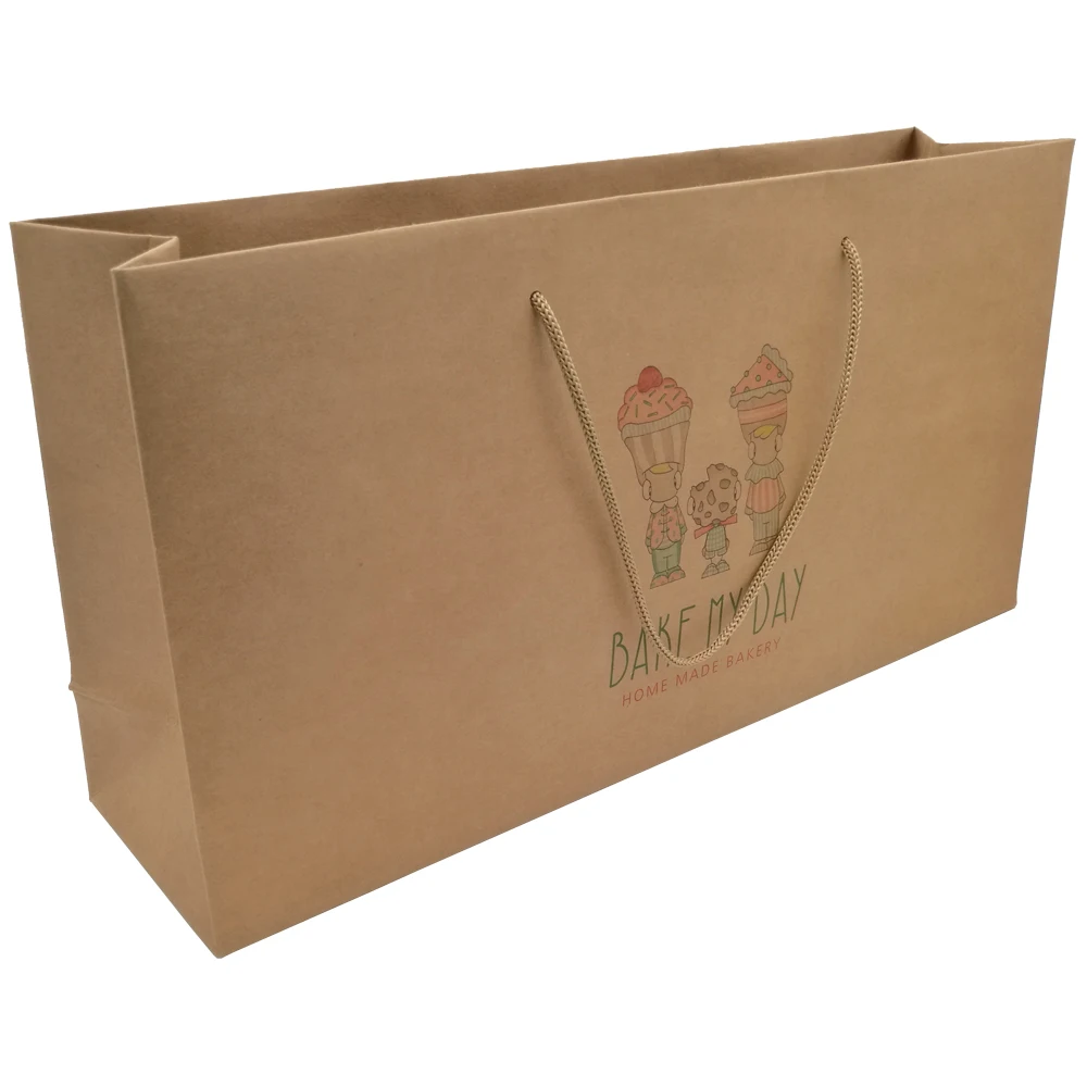 Wholesale custom white print shopping gift brown kraft paper bags with handles
