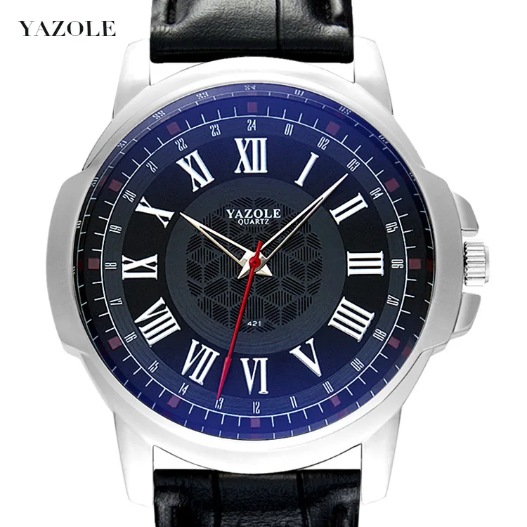 Yazole Mens Watches Top Brand Luxury Men Watches Leather Band Analog Quartz Wristwatch Business Men Watches relogio masculino