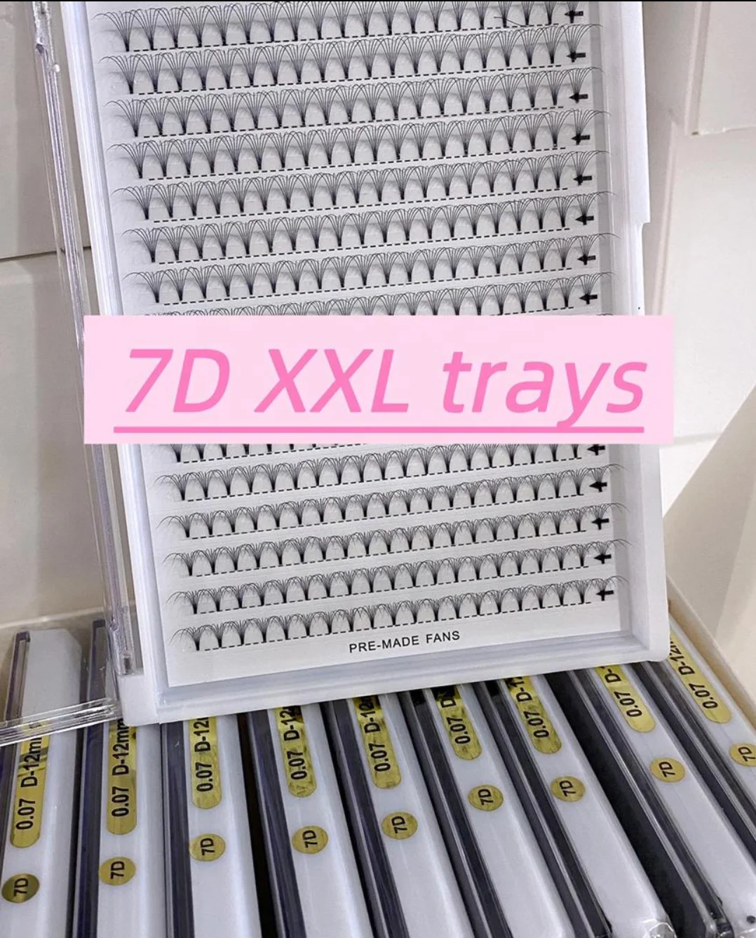 ultra black lashes XL XXL tray 5D 6D 7D 0.07mm 8D 10D 0.05mm handmade pre made short stem volume fan eyelash extensions