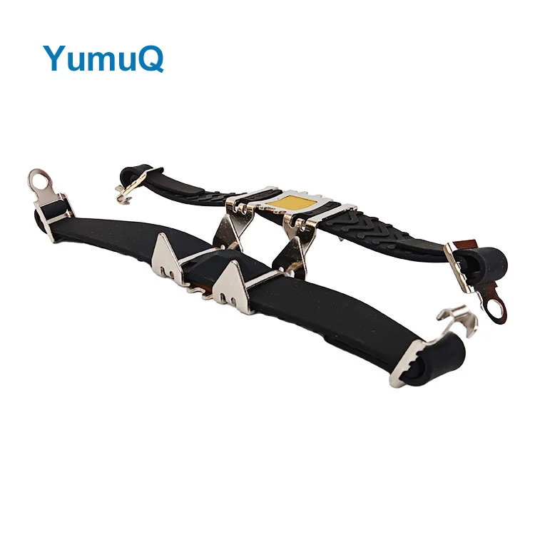 YumuQ 4 Teeth Adjustable Anti Slip Camping Winer Ice Crampons Hiking Snow Grips Spikes Traction Cleats