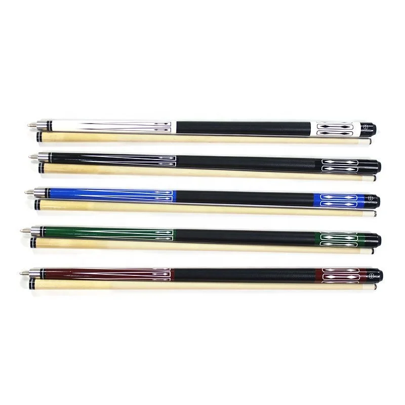 Ody Wholesale random choice mixed 57 inches billiard pool cue 13mm 2-PC Wooden Billiard cue stick with leather butt