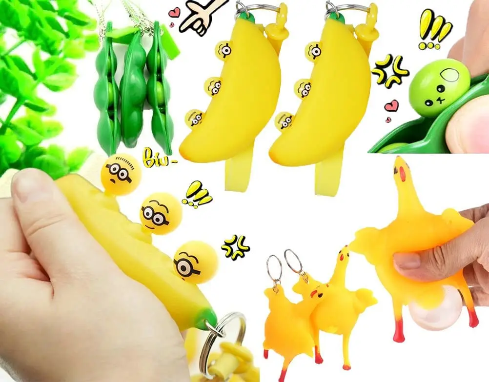 HUAYI сжимаемая курица тянущиеся струны брелок для ключей забавная вентиляция тревога Новинка сжималка банан фиджет Поппер простой диммер