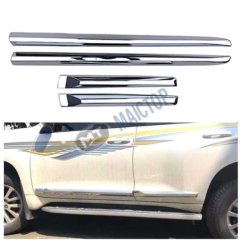 Maictop car accessories side chrome door moulding for land cruiser prado 150 J150 2018 Door Protective Cover
