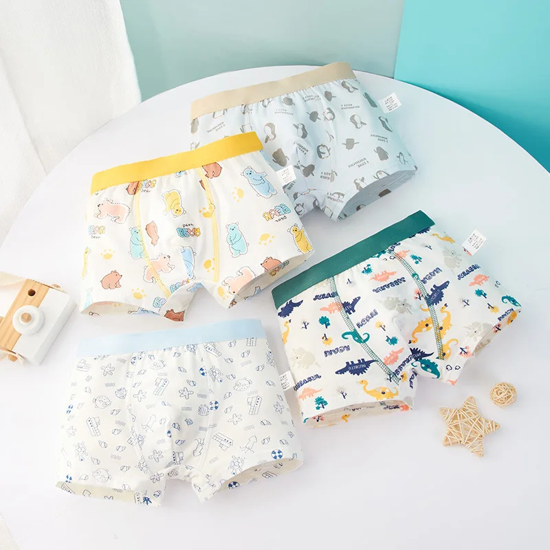 Оптовая продажа высокое качество детское нижнее белье мягкие и удобные трусы-боксеры для мальчиков хлопковое со средней талией