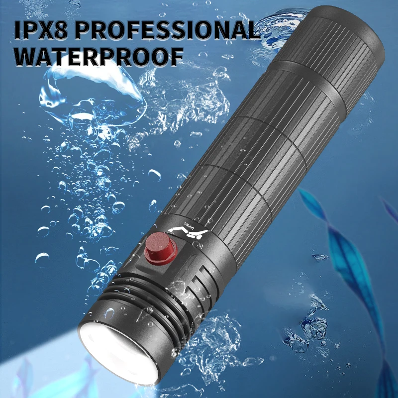 L2 светодиодный IPX8 водонепроницаемый магнитный управляемый переключатель Дайвинг Свет плавание подводный фонарик