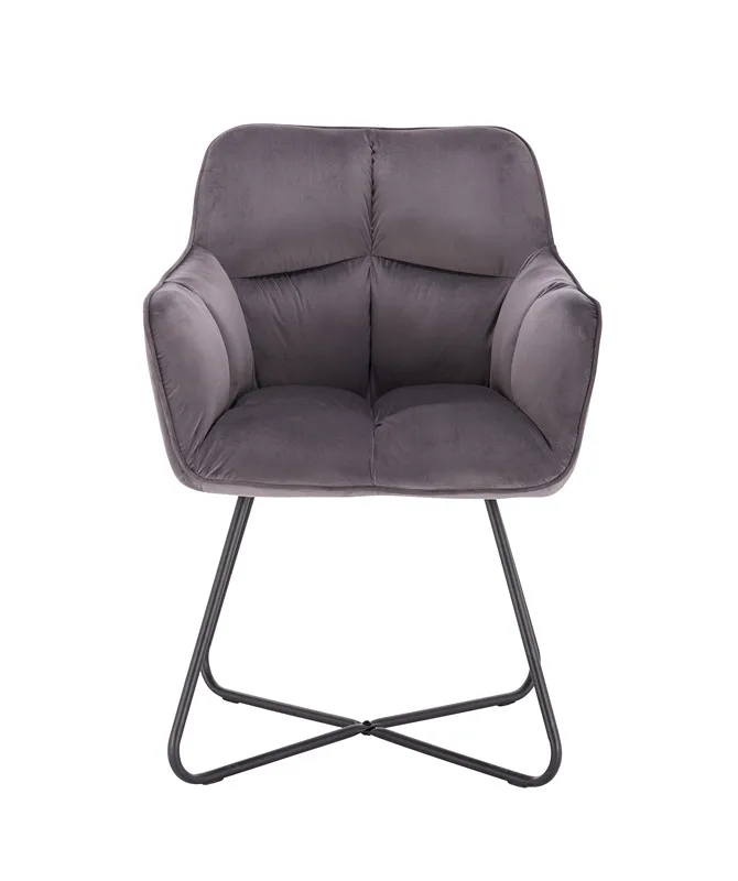 New Grey Design Living Room Chair With Metal Feet Velvet Arm Chair Coffee Accent Chair