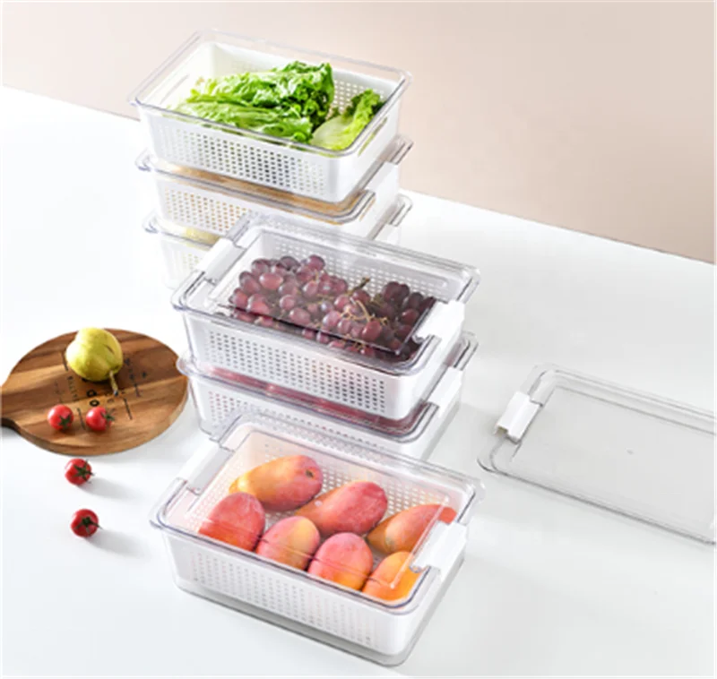 Plastic  Multi-Functional Saver Storage Container With Removable Drain Basket