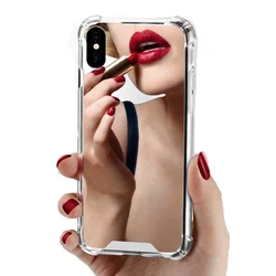 Shockproof TPU Makeup Mirror Back Protection Cover For iPhone 12 13 Pro Max Cell Phone Case
