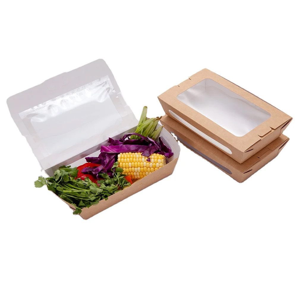 Custom Eco Disposable Kraft Restaurant Chinese Noodle Chicken Packaging Togo Containers Take Away Lunch Packing Food Paper Box