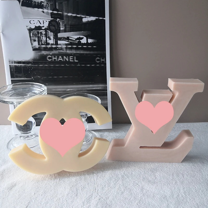 DIY Silicone Candle Moulds 3D Geometric Candle Mold Big Letters Luxury Brand Logo Silicone Candle Mold